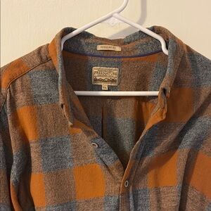 Universal Thread Orange and Gray Plaid Shirt